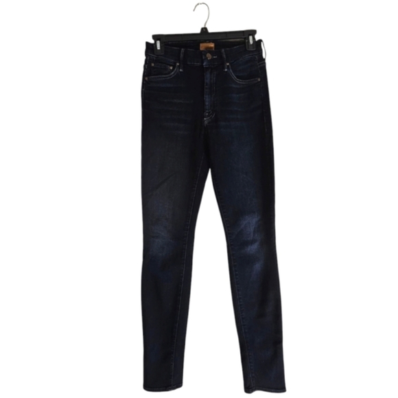 MOTHER High Waisted Looker Coffee Tea Or Me Dark Skinny Blue Jeans 26 Preowned - Picture 1 of 11